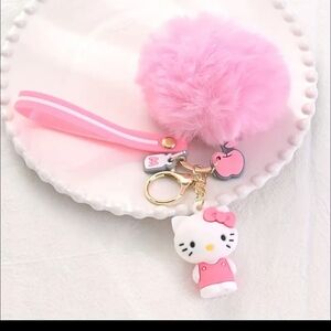 Hello Kitty Pom Pom Keychain With Charms